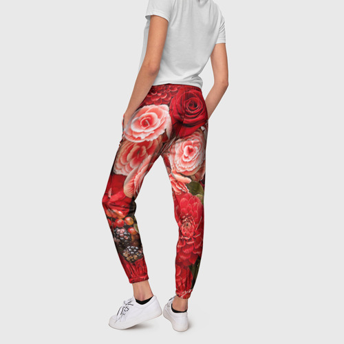 Женские брюки 3D с принтом Цветы, вид сзади #2
