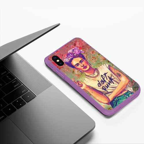 Чехол для iPhone XS Max матовый Фрида, цвет фиолетовый - фото 5