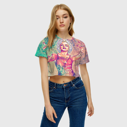 Женская футболка Crop-top 3D Монро, цвет 3D печать - фото 4