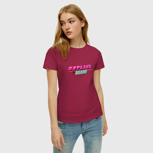 Женская футболка хлопок Hotline Miami 2, цвет маджента - фото 3