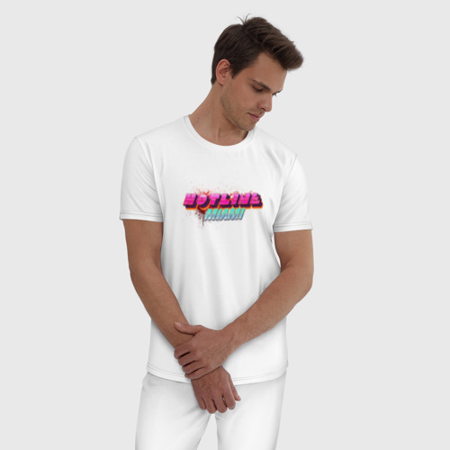 Мужская пижама хлопок Hotline Miami 2, цвет белый - фото 3