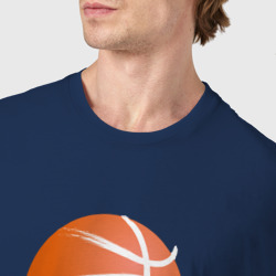 Футболка с принтом Баскетбол для женщины, вид на модели спереди №4. Цвет основы: темно-синий