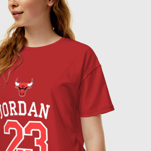 Женская футболка хлопок Oversize Jordan, цвет красный - фото 3