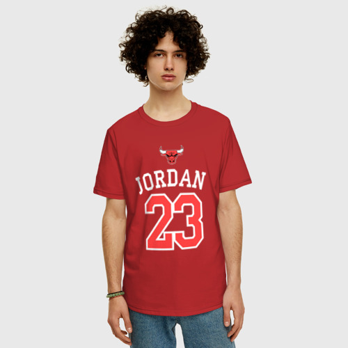 Мужская футболка хлопок Oversize Jordan, цвет красный - фото 3