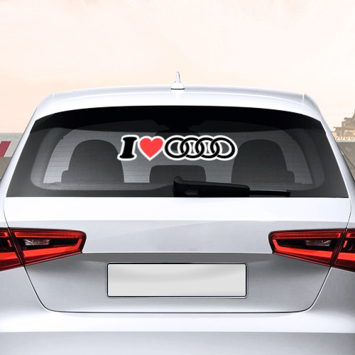 Наклейка на авто - для заднего стекла I love Audi - фото 2