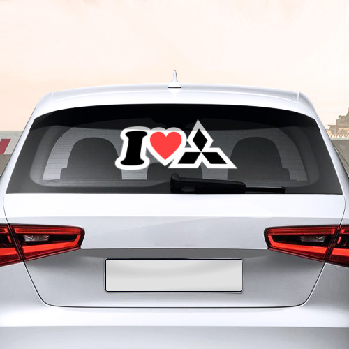 Наклейка на авто - для заднего стекла I love Mitsubishi - фото 2