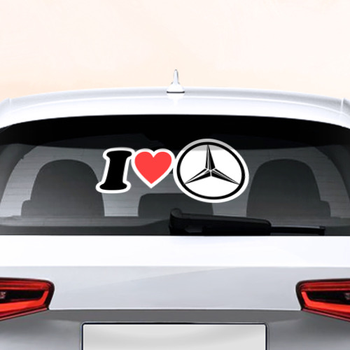 Наклейка на авто - для заднего стекла I love Mercedes