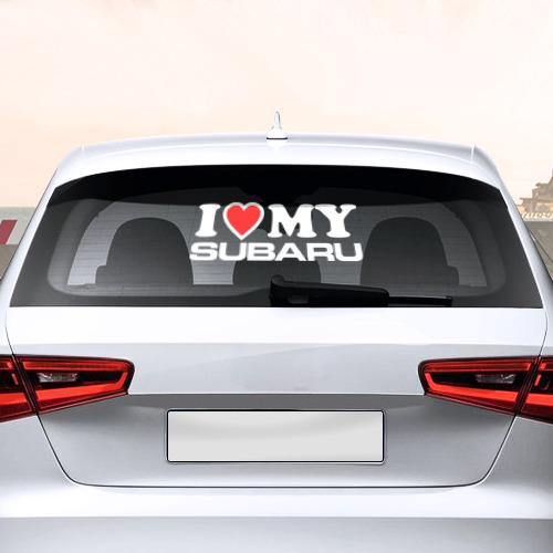 Наклейка на авто - для заднего стекла I love my Subaru - фото 2