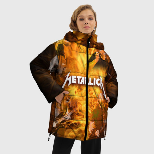 Женская зимняя куртка Oversize Metallica, цвет красный - фото 3