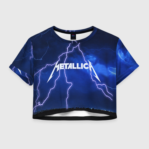 Женская футболка Crop-top 3D Metallica, цвет 3D печать