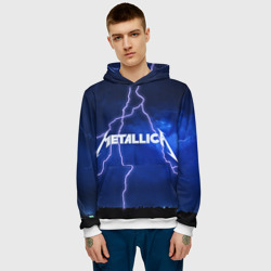 Толстовка с принтом Metallica для мужчины, вид на модели спереди №2. Цвет основы: белый