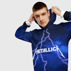 Толстовка с принтом Metallica для мужчины, вид на модели спереди №3. Цвет основы: белый