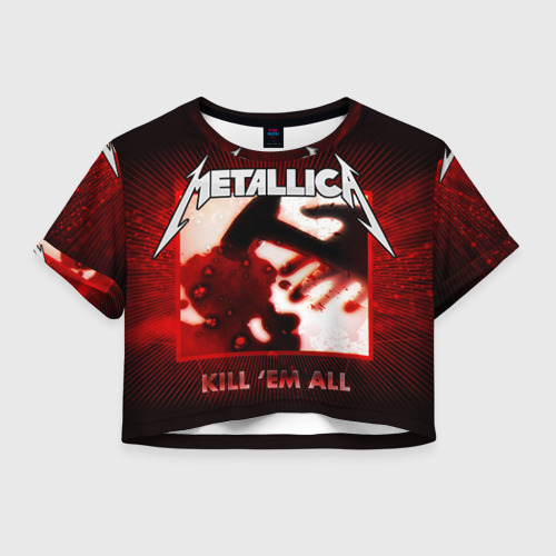 Женская футболка Crop-top 3D Metallica, цвет 3D печать