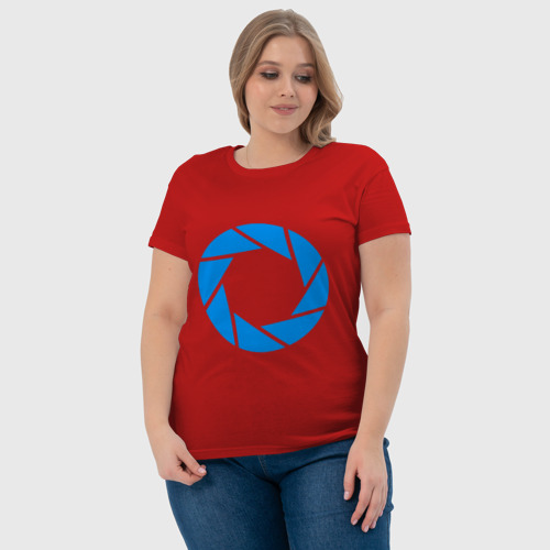 Женская футболка хлопок Aperture Cup, цвет красный - фото 6