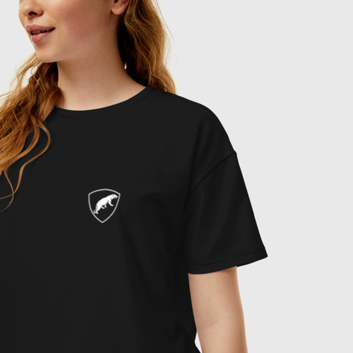 Женская футболка хлопок Oversize Шеврон одон, цвет черный - фото 3