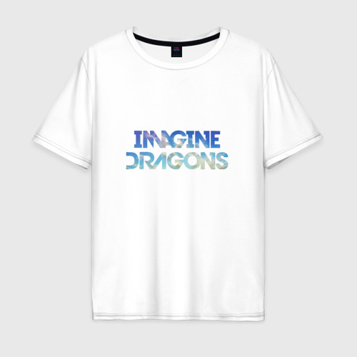 Мужская футболка хлопок Oversize Imagine dragons sky, цвет белый