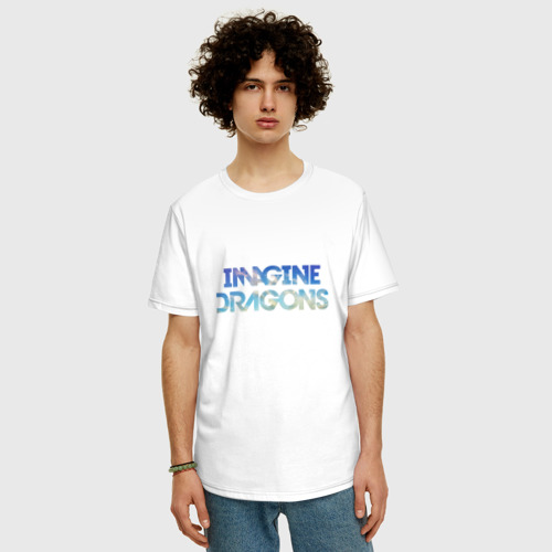 Мужская футболка хлопок Oversize Imagine dragons sky, цвет белый - фото 3