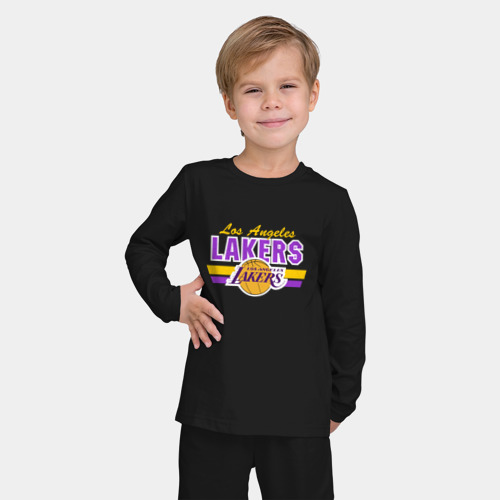 Детская пижама с лонгсливом хлопок с принтом Los Angeles Lakers, фото на моделе #1