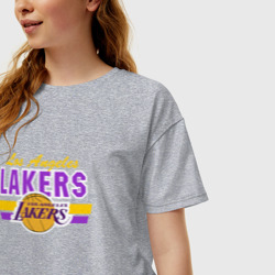 Женская футболка хлопок Oversize Los Angeles Lakers - фото 2