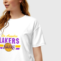 Женская футболка хлопок Oversize Los Angeles Lakers - фото 2