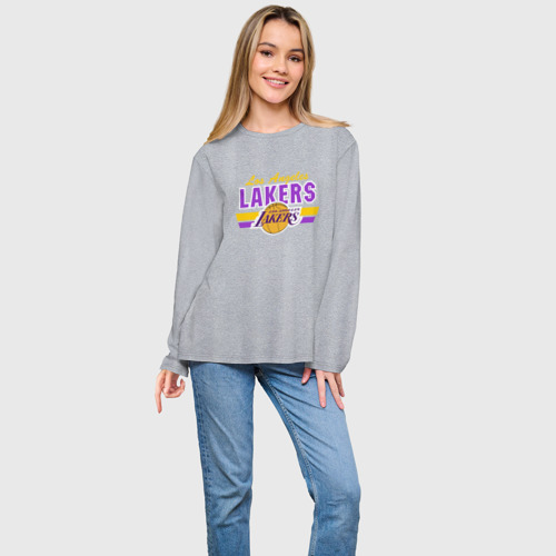 Женский лонгслив oversize хлопок Los Angeles Lakers, цвет меланж - фото 3