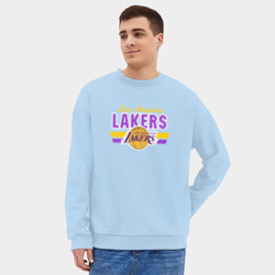 Мужской свитшот oversize без начеса хлопок Los Angeles Lakers - фото 2