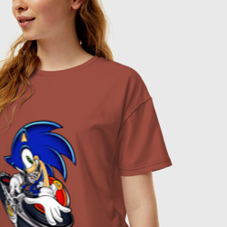 Женская футболка хлопок Oversize Sonic - фото 2