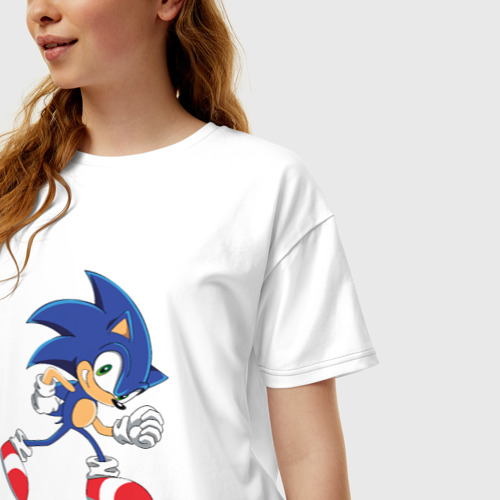 Женская футболка хлопок Oversize Sonic the Hedgehog, цвет белый - фото 3