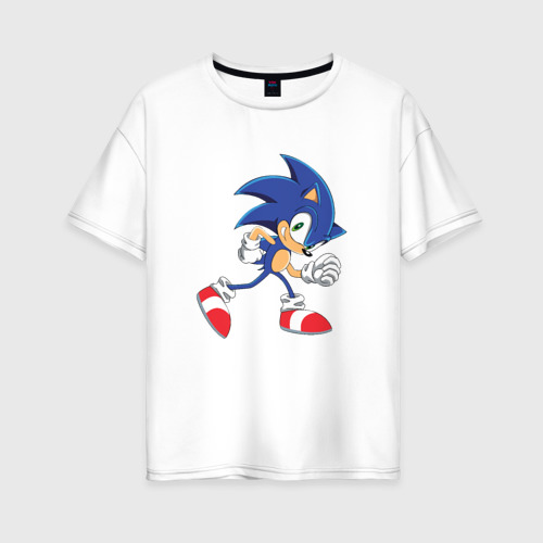 Женская футболка хлопок Oversize Sonic the Hedgehog, цвет белый