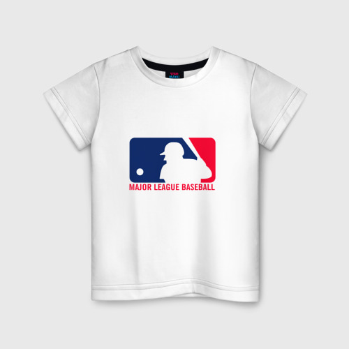 Детская футболка из хлопка с принтом Бейсбол, вид спереди №1