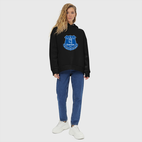 Женское худи Oversize хлопок Эвертон logo - nil satis nisi optimum, цвет черный - фото 6