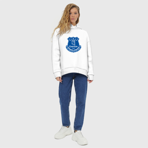 Женское худи Oversize хлопок Эвертон logo - nil satis nisi optimum, цвет белый - фото 6