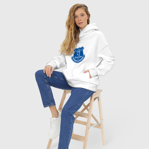 Женское худи Oversize хлопок Эвертон logo - nil satis nisi optimum, цвет белый - фото 7