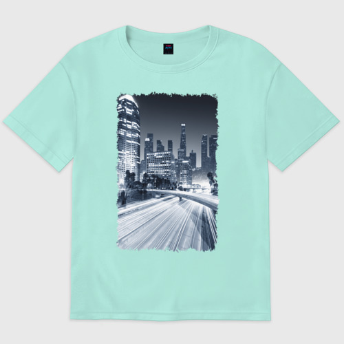 Мужская футболка хлопок Oversize Ночной город Фото 01 Мужская футболка хлопок Oversize Ночной город Фото 01