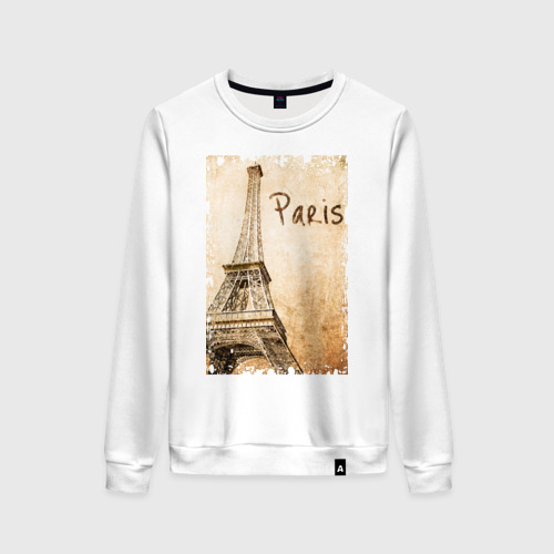 Женский свитшот хлопок Paris (retro style), цвет белый