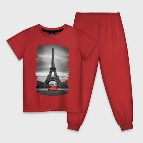 Детская пижама хлопок Эйфелева башня, цвет красный