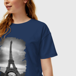 Женская футболка хлопок Oversize Эйфелева башня - фото 2