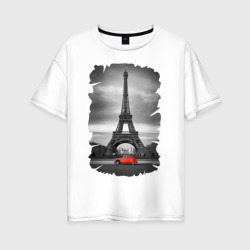 Женская футболка хлопок Oversize Эйфелева башня