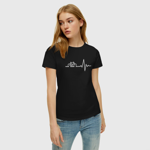 Женская футболка хлопок с принтом Bike Life, фото на моделе #1