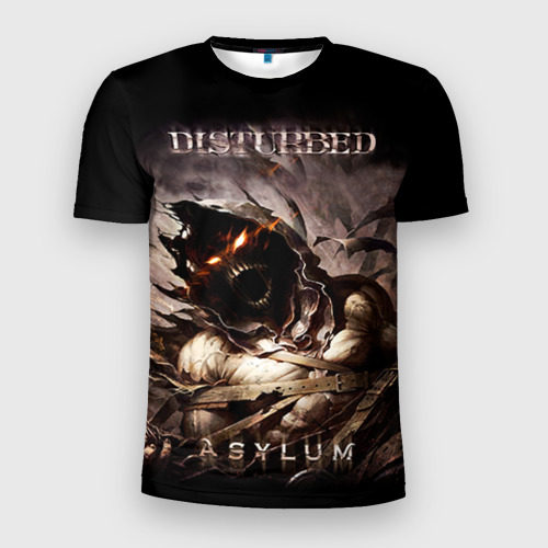 Мужская приталенная футболка с принтом Disturbed, вид спереди №1
