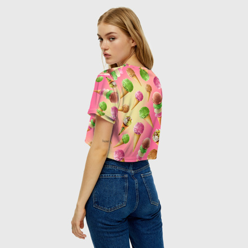 Женская футболка Crop-top 3D Мороженое, цвет 3D печать - фото 5