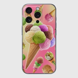 Чехол для iPhone 15 Pro Max силиконовый с защитой камеры Мороженое