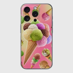 Чехол для iPhone 15 Pro силиконовый с защитой камеры Мороженое