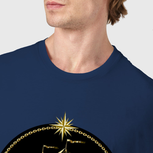 Мужская футболка хлопок Золотой парусник, цвет темно-синий - фото 6