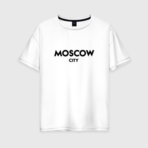 Женская футболка хлопок Oversize Moscow City, цвет белый