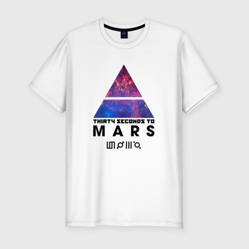Мужская футболка хлопок Slim Thirty seconds to mars cosmos, цвет белый