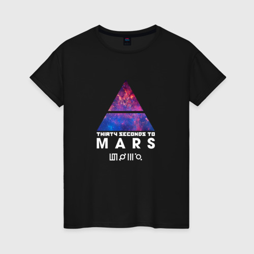Женская футболка из хлопка с принтом 30 Seconds to mars cosmos 2, вид спереди №1