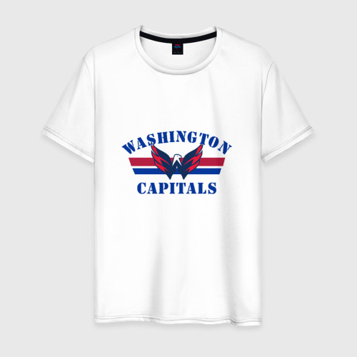 Мужская футболка хлопок Washington Capitals WC, цвет белый