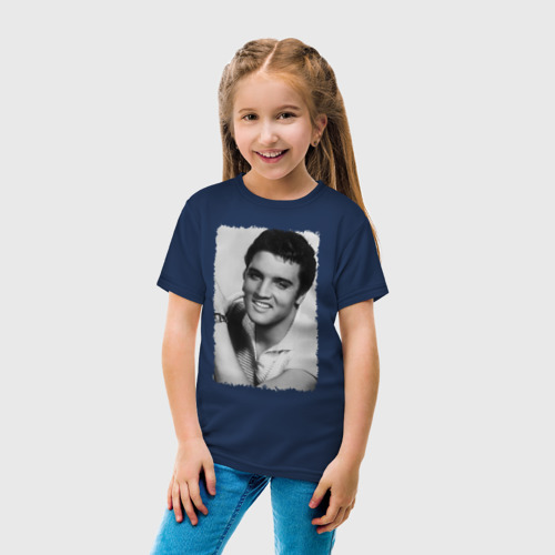 Детская футболка хлопок Элвис Пресли, цвет темно-синий - фото 5