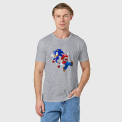Мужская футболка хлопок Sonic and Mario - фото 2